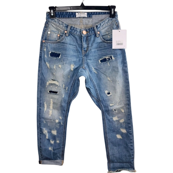 New One Teaspoon Distressed Lonely Boy Cropped Jeans - Picture 6 of 10